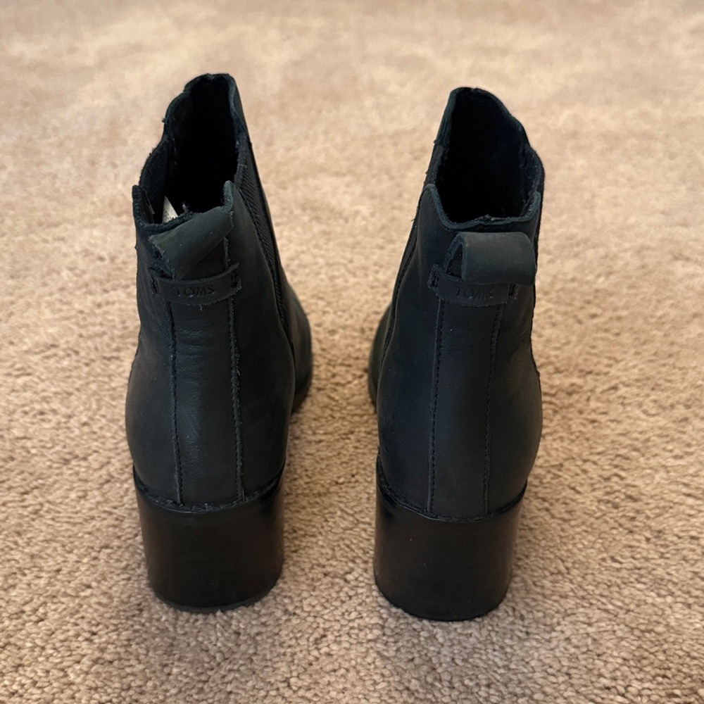 Toms Black Esme Heeled Leather Boots 6.5 - Picture 5 of 13